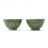 A pair of early 19th Century Cantonese enamel tea bowls,