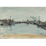 Henri Hayden (Polish 1883-1970)/Port of Cherbourg/watercolour over ink,