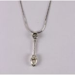 A diamond set pendant necklace, the principal marquise diamond approximately 1.