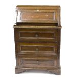 An Italian walnut bureau, 18th Century and later, of narrow proportions,