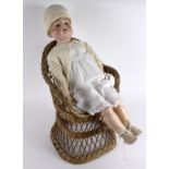 A & B German bisque head companion doll, with sleepy eyes, open mouth and teeth,