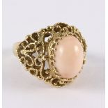 A pink and coral dress ring of modern design, signed MFL, possibly Marilyn Cooperman,