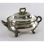 A silver plated twin-handled soup tureen,
