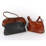 A Mulberry Scotchgrain and brown leather handbag, another Mulberry brown leather handbag,