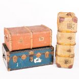 Two steamer trunks, canvas and cane bound, the largest 91.