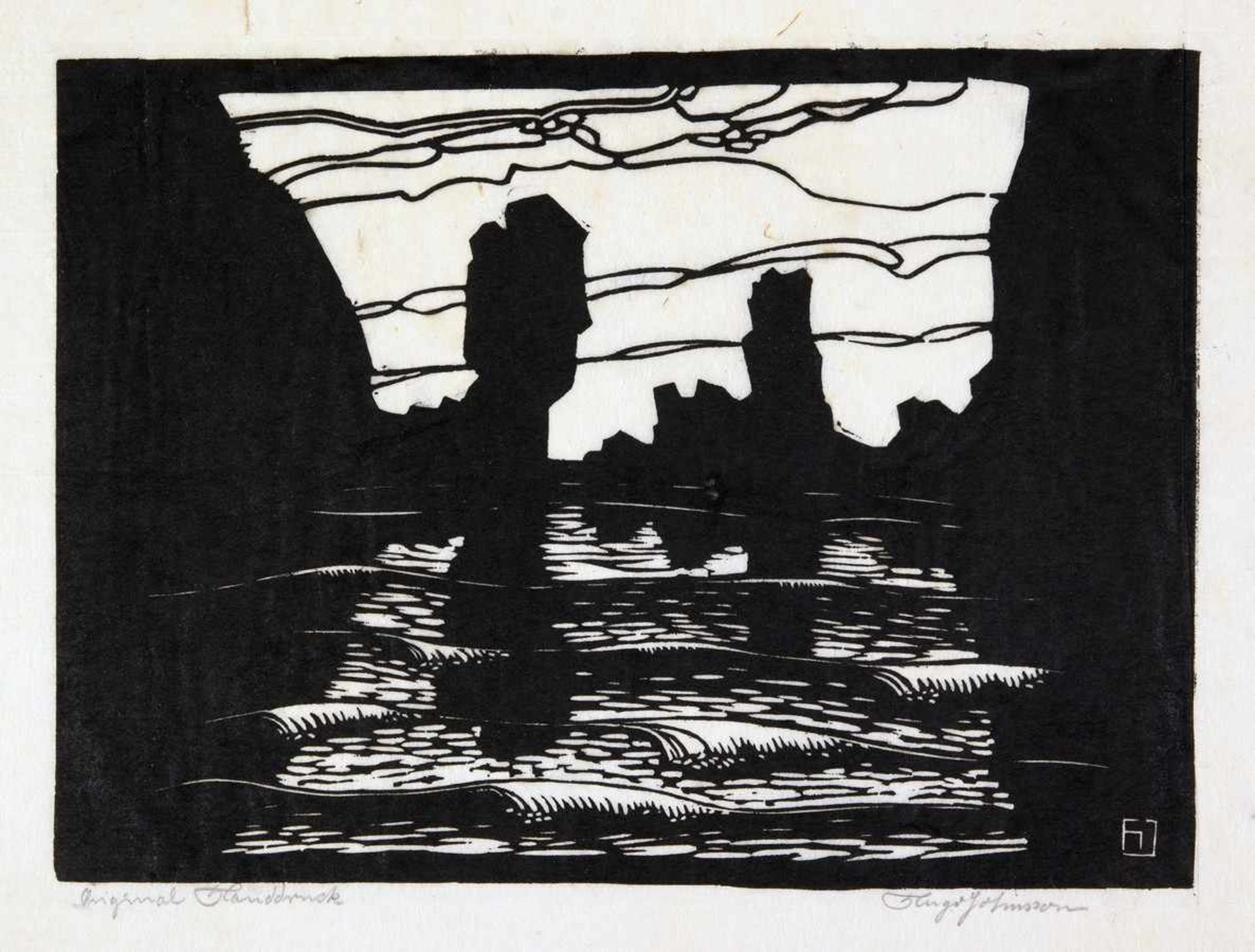 Hugo Johnsson. Die Landschaft. 10 Linol-Schnitte. Um 1920. Ca. 20 : 23 cm. Signiert und - Image 5 of 7