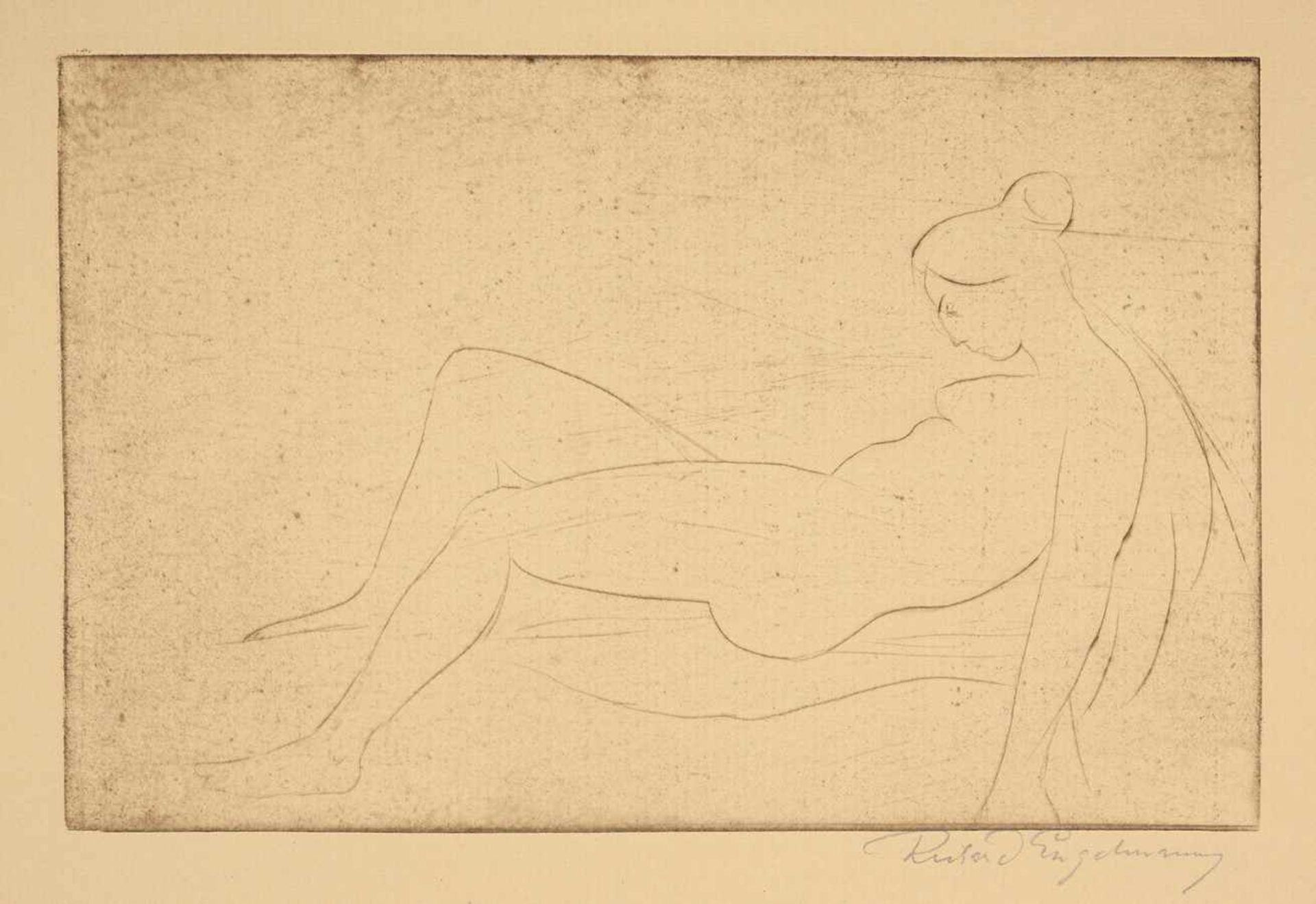 Richard Engelmann. Bildhauer-Radierungen. Sechs Radierungen. 1922. Ca. 19 : 19 - 19 : 30 cm. - Image 4 of 4