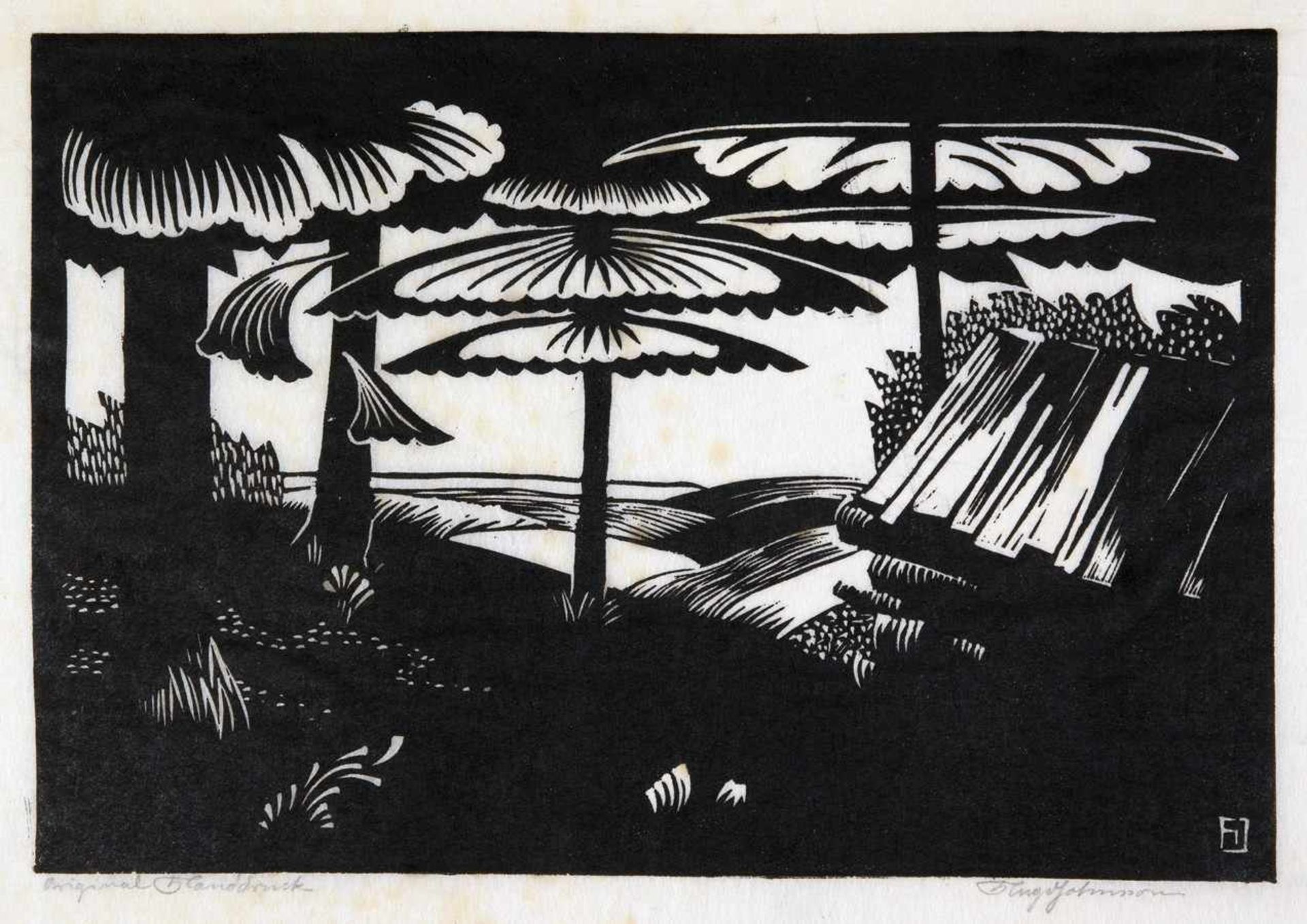 Hugo Johnsson. Die Landschaft. 10 Linol-Schnitte. Um 1920. Ca. 20 : 23 cm. Signiert und - Image 3 of 7