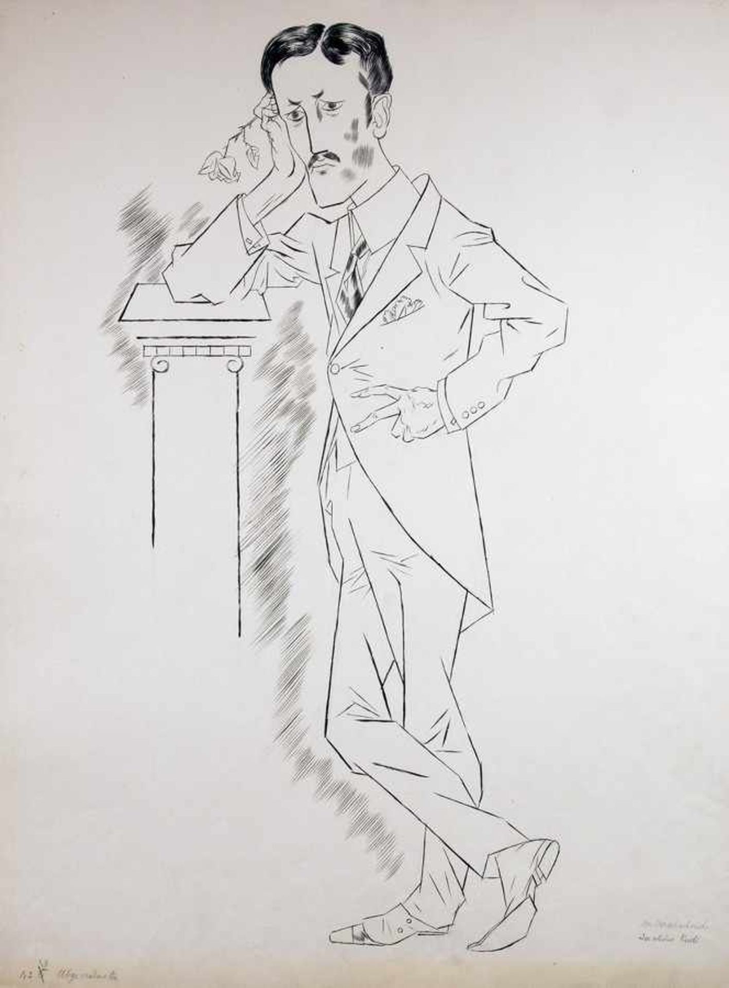 George Grosz. Dr. Breitscheid. Der schöne Rudi. Rohr- und Tuschfeder. 1923. 65,1 : 52,3 cm.