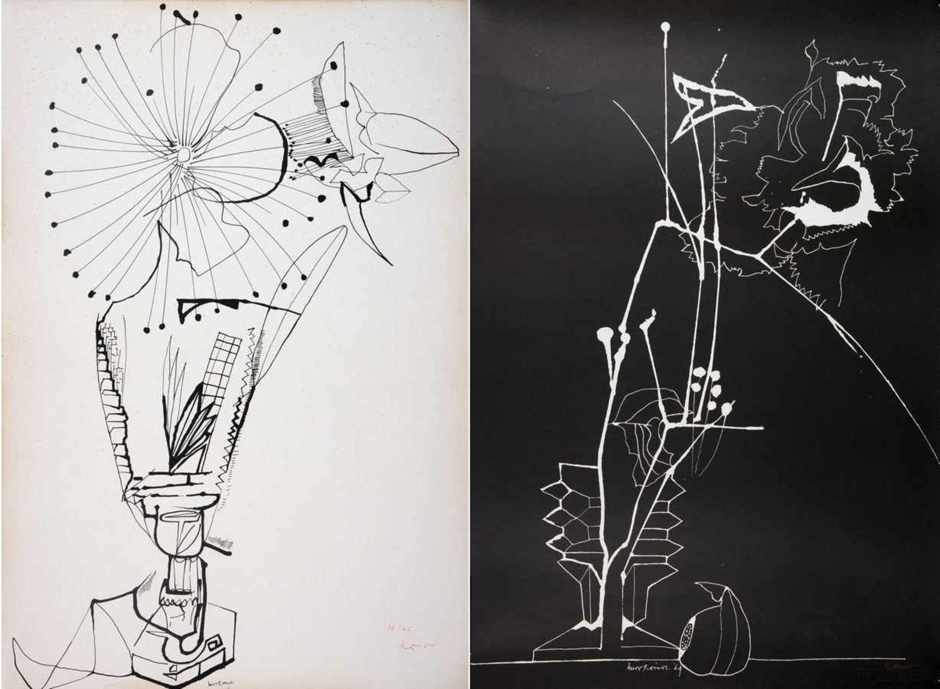 Imre Reiner. Hypericum. - Nelke. Zwei Lithographien. 1955 und 1963. 62,0 : 43,0 cm. Signiert und