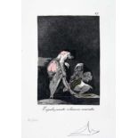 Salvador Dali. Espeluznante columna concreta. Radierung mit Pochoirkolorierung. 1977. 23,0 : 17,5 cm