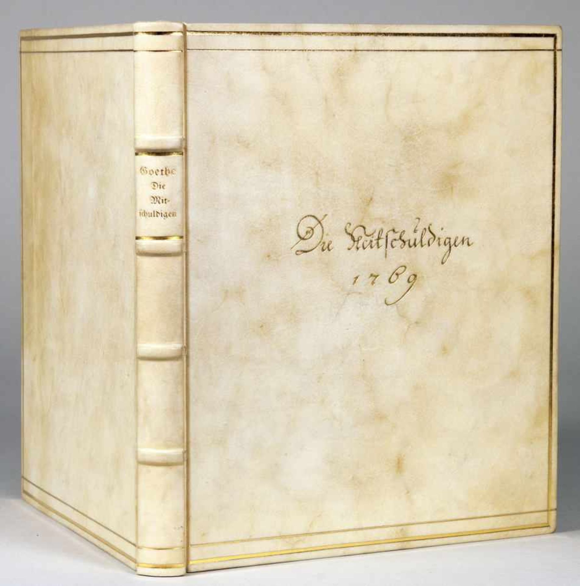 Pergamentband von Otto Dorfner, Weimar, (signiert), Rücken- und Deckeltitel, Fileten und Kopfschnitt