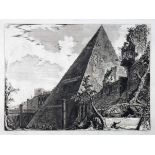 Giovanni Battista Piranesi. Piramide di C. Cestio. Radierung. 1756. 39,0 : 53,3 cm (55,0 : 79,0 cm).