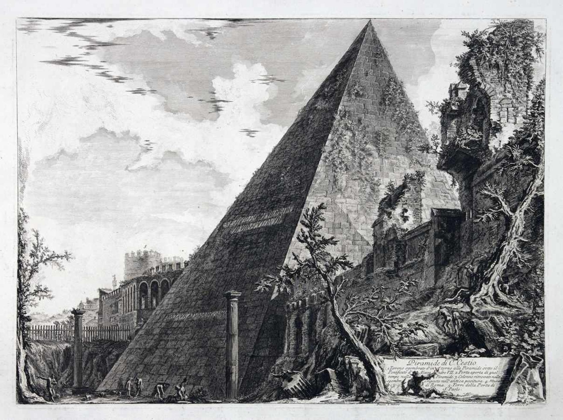 Giovanni Battista Piranesi. Piramide di C. Cestio. Radierung. 1756. 39,0 : 53,3 cm (55,0 : 79,0 cm).