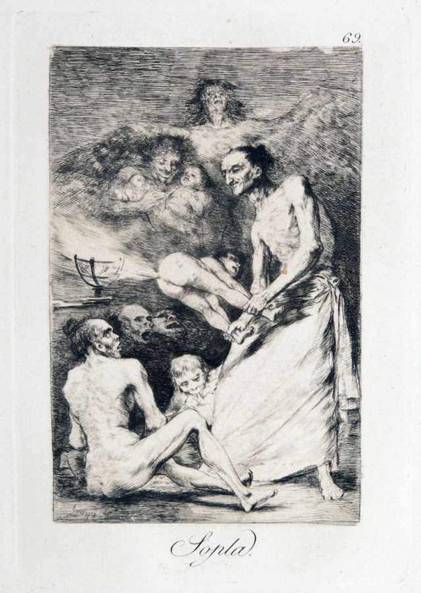 Francisco de Goya y Lucientes. Los caprichos. 80 Radierungen mit Aquatinta, Kaltnadel und Stichel. - Image 2 of 8