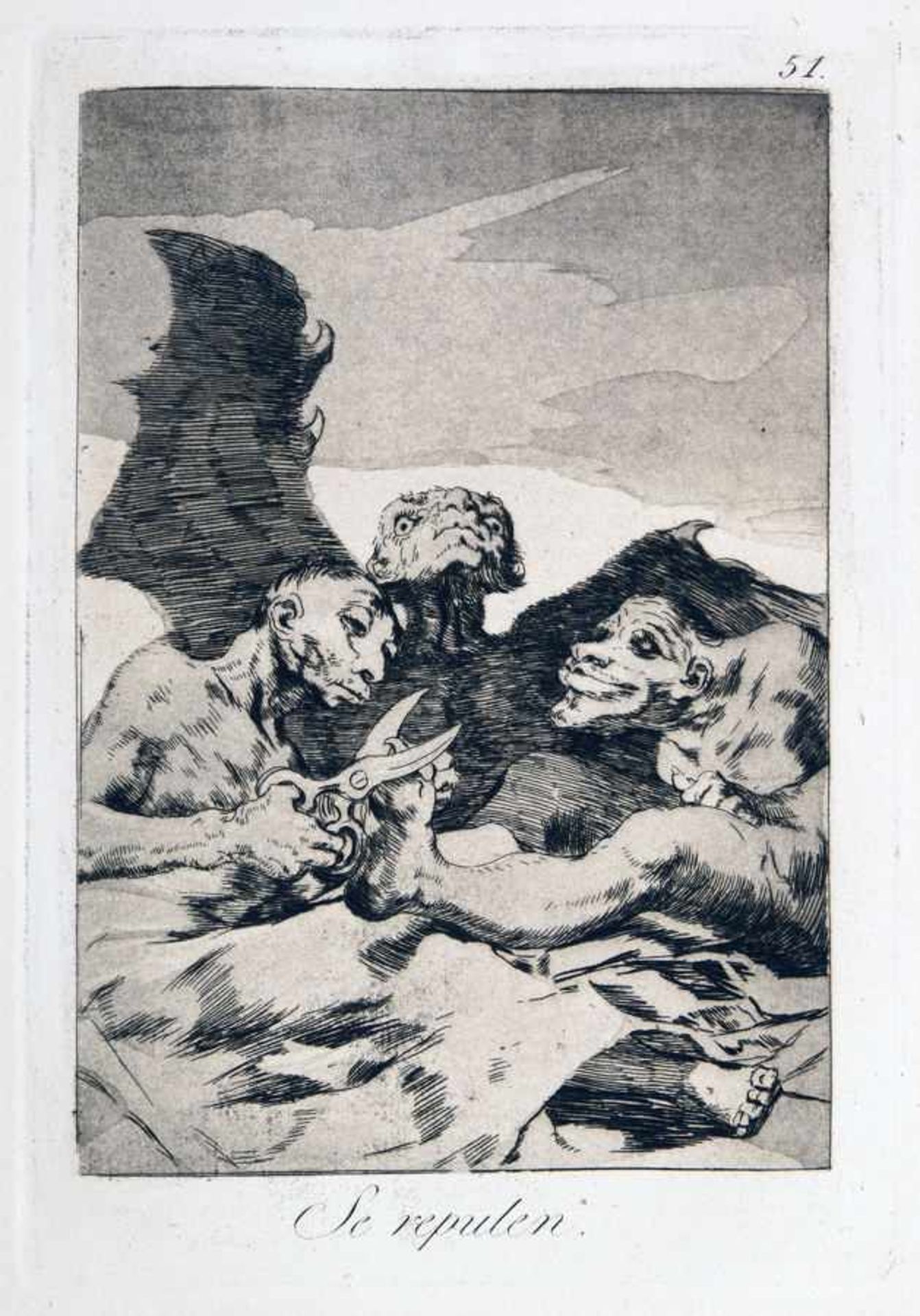 Francisco de Goya y Lucientes. Los caprichos. 80 Radierungen mit Aquatinta, Kaltnadel und Stichel. - Image 6 of 8