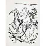 Willi Geiger. Paar mit Tier. Lithographie. 1917. 23,0 : 17,2 cm (38,0 : 27,0 cm). Signiert, im Stein