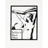 Exlibris - Franz Marc. Ex libris Paul Marc. Lithographie. 7,0 : 5,5 cm (9,9 : 7,7 cm). Die zweite