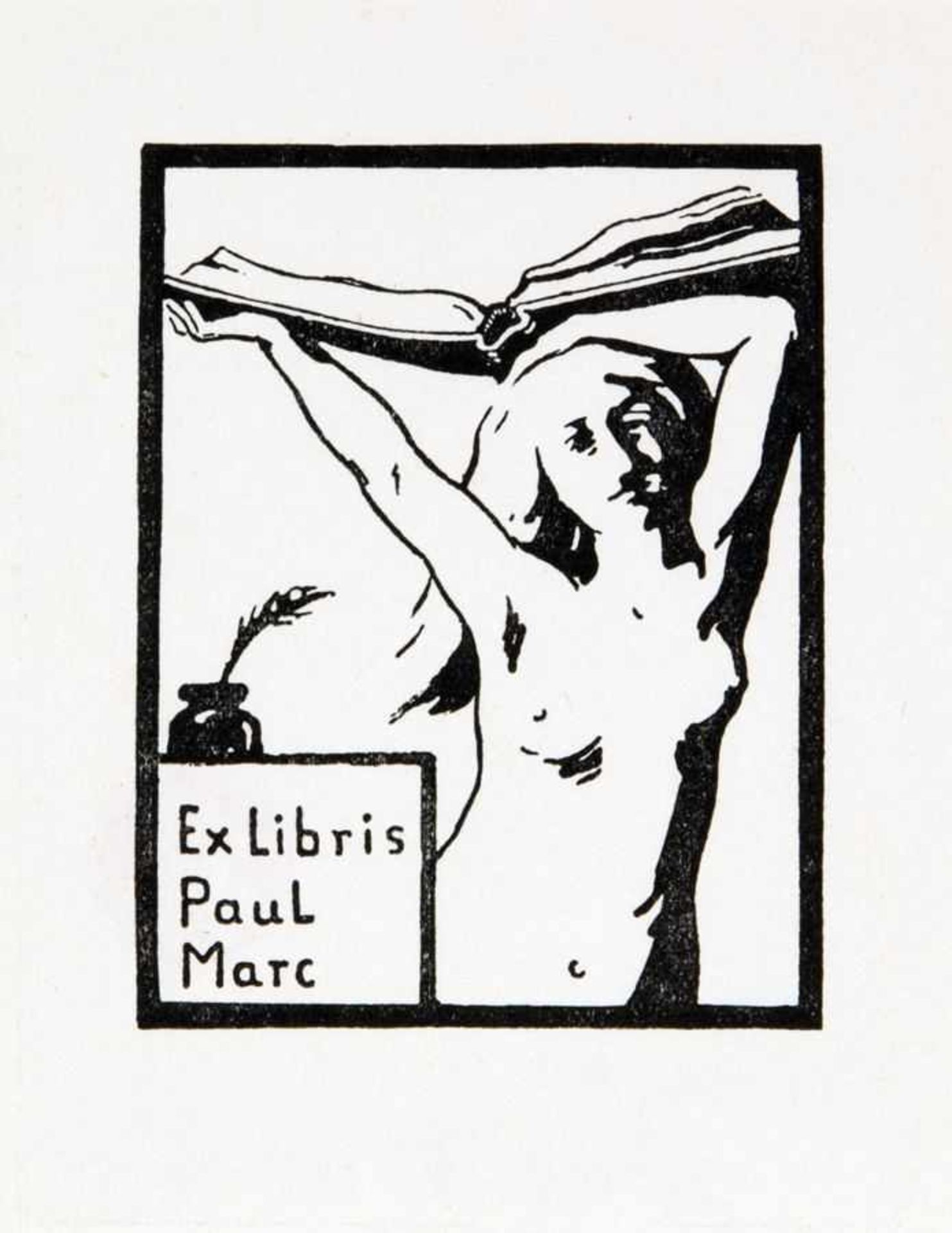 Exlibris - Franz Marc. Ex libris Paul Marc. Lithographie. 7,0 : 5,5 cm (9,9 : 7,7 cm). Die zweite