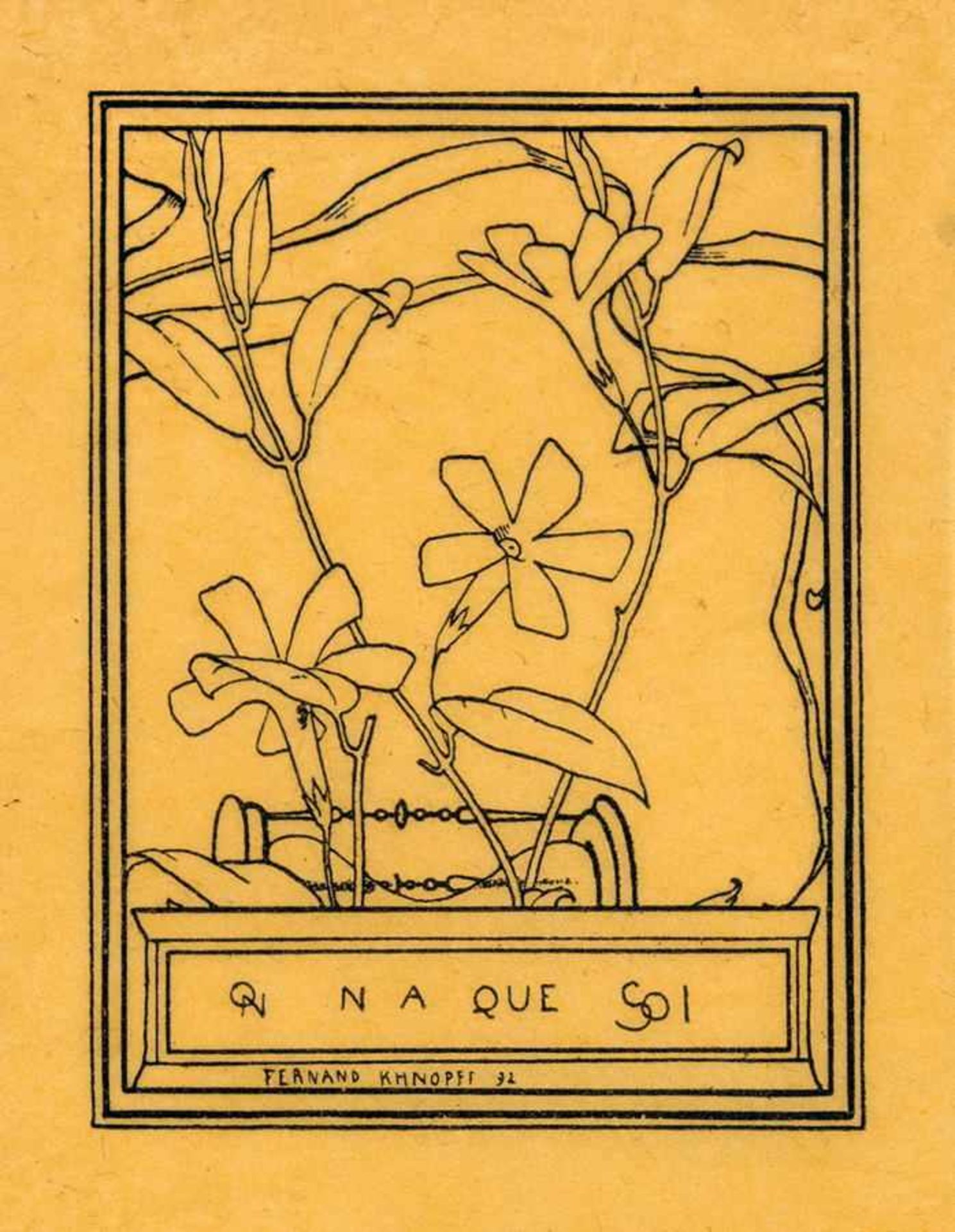 Exlibris - Fernand Khnopff. On na que soi (französisch: Man gehört sich nur selbst).