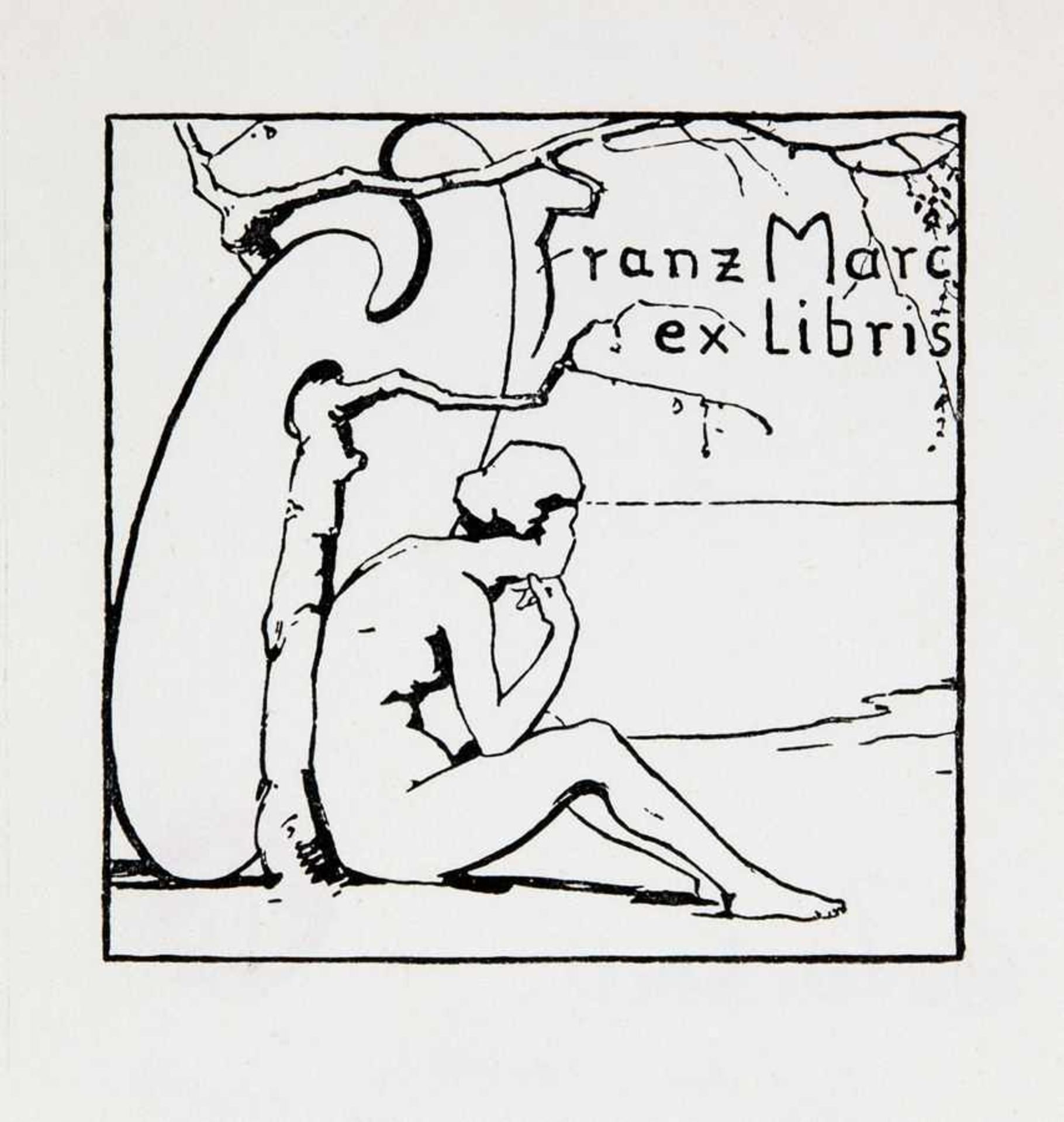 Exlibris - Franz Marc. Exlibris Franz Marc. Lithographie. 1904. 7,1 : 7,2 cm (10,0 : 9,2 cm).