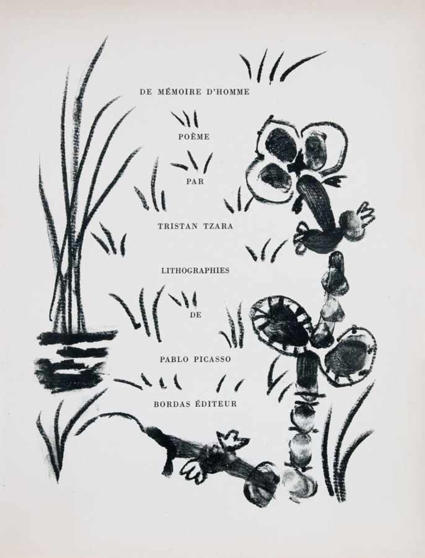 Pablo Picasso - Tristan Tzara. De mémoire dhomme. Poème. Lithographies de Pablo Picasso. Paris,