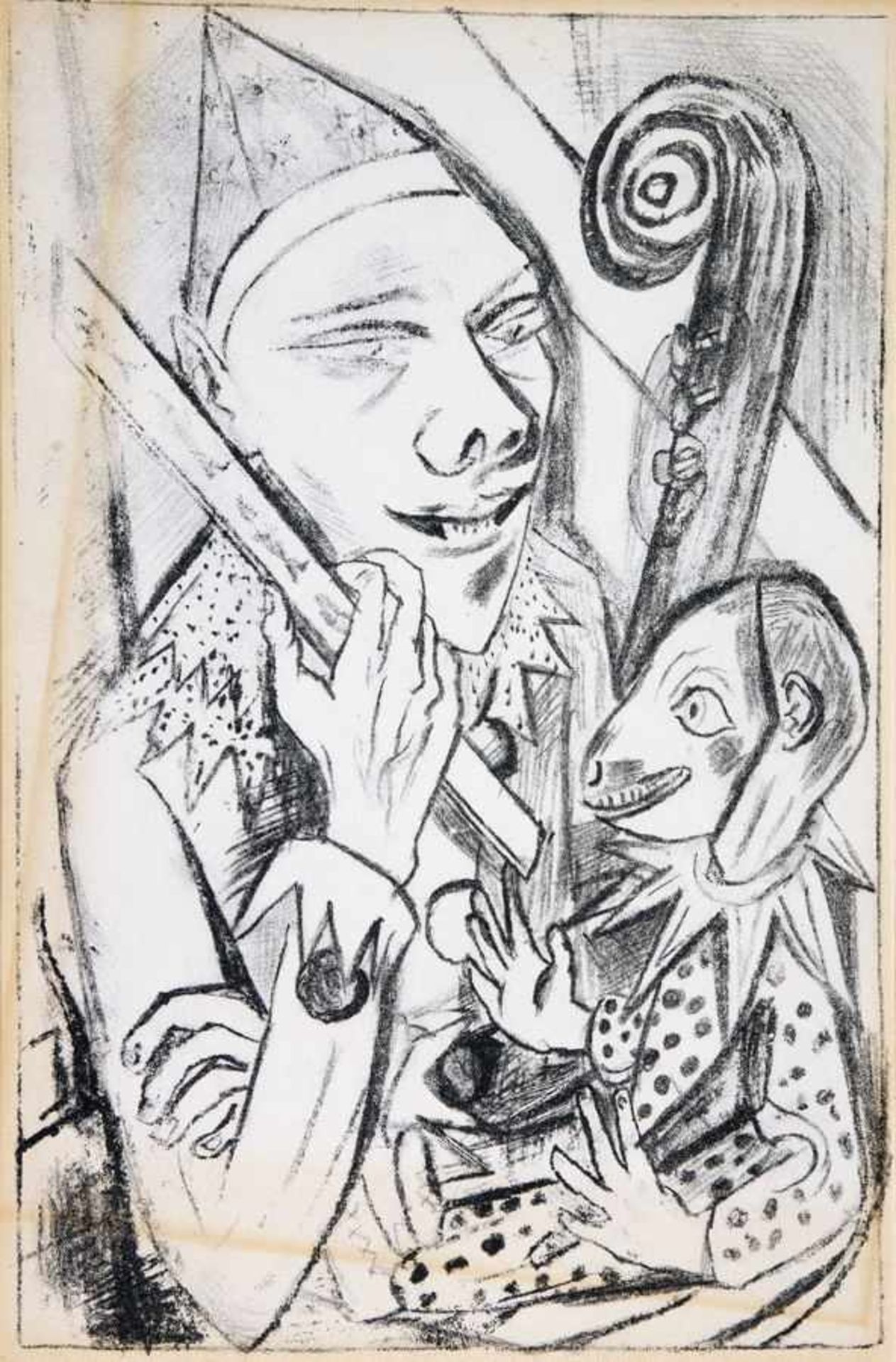 Max Beckmann. Pierrot und Maske. Lithographie. 1920. 31,0 : 20,2 cm (32,3 : 24,2 cm). Erschienen