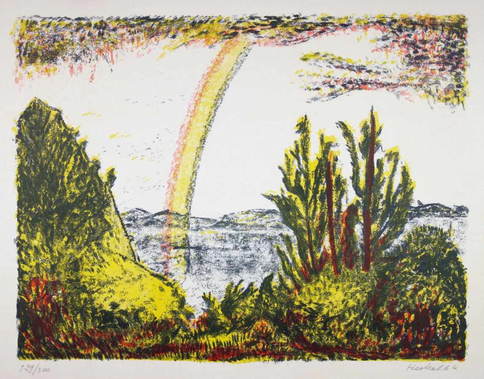 Erich Heckel. Regenbogen. Farblithographie. 1964. 43,6 : 57,5 cm (56,0 : 71,0 cm). Signiert, datiert