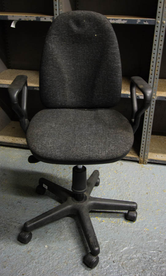 BLACK OFFICE CHAIR WITH ARMS + SMALL DESK