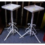 PAIR OF WHITE FLOWER STANDS