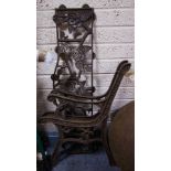 PAIR OF CAST GARDEN SEAT ENDS + ROSES BACK