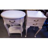 2 WHITE BEDSIDE TABLES