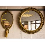 ORNATE ROUND BEVELLED MIRROR + HALL MIRROR WITH BRUSH