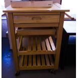 BEECH TROLLEY WITH TRAYS