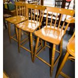 3 WOODEN COUNTER STOOLS