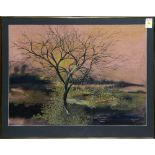 Sunset on the Marshes, watercolor, signed indistinctly lower right, 20th century, overall (with