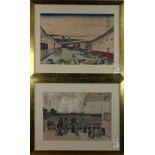 (Lot of 2) Katsushika Hokusai (Japanese, 1760–1849), 'Nihonbashi Bridge in Edo' and 'Sazai hall-