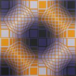 (lot of 2) Victor Vasarely (French/Hungarian 1906-1997), "Mely," and Abstract in Maroon,