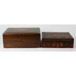 (lot of 2) Group of boxes, including an English example executed in oak, together with an inlaid