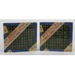 (lot of 2) Boxes of Chinese ink sticks, each box with four sticks decorated with gilt seal script,