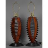 Pair of American Studio lamps executed by Charles B. Cobb, having a highly figured wenge and