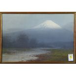 S. Tosuke (Japanese, 20th century), View of Mt. Fuji, watercolor, signed lower right, overall (