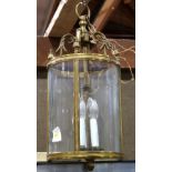 Neo-Classical style bronze and glass cylindrical chandelier, 31"h x 10"d