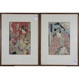 (lot of 2) Japanese kabuki woodblock prints: Utagawa Kunimasa (1848-1920), 'Genpei Sakigake