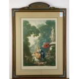 (lot of 2) After Thomas Gainsborough (British, 1727 - 1788), Lady with her Dog, color etching,