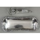 (lot of 2) Georgian sterling silver candle wick trimmer and tray, by Robert Gainsford, Sheffield,