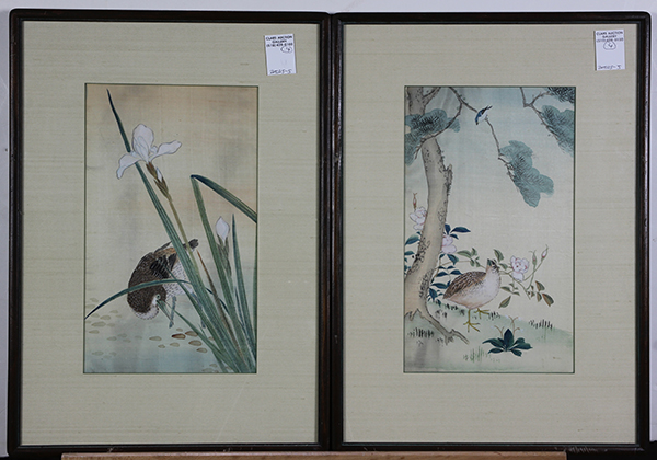 (lot of 4) Japanese 'Flower and Birds' paintings, ink and color on silk, each depicting various - Image 2 of 6