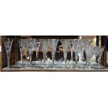 (Lot of 10) Waterford stemware group, consisting of (8) conical form "Millennium" fluted champagne