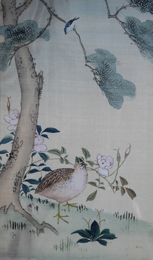 (lot of 4) Japanese 'Flower and Birds' paintings, ink and color on silk, each depicting various - Image 5 of 6