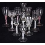 (lot of 11) Collection of British and Dutch wine and port glasses, 18th century, some having